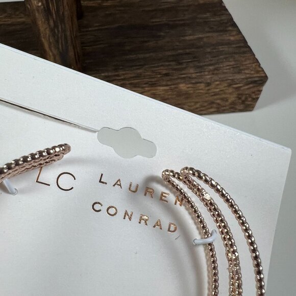 Lauren Conrad Rose Gold-Tone Triple-Row Textured Hoop Bracelet - Picture 3 of 3